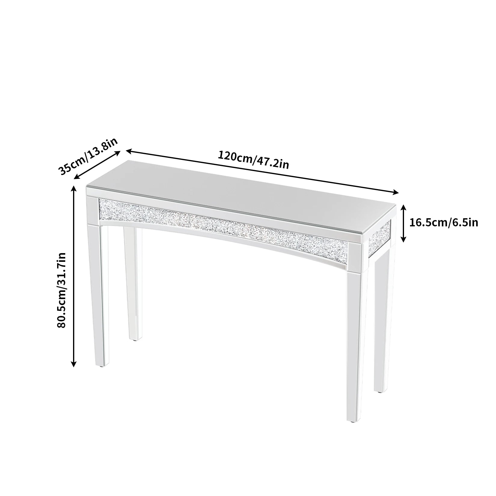 Mirrored  Silver Console Table