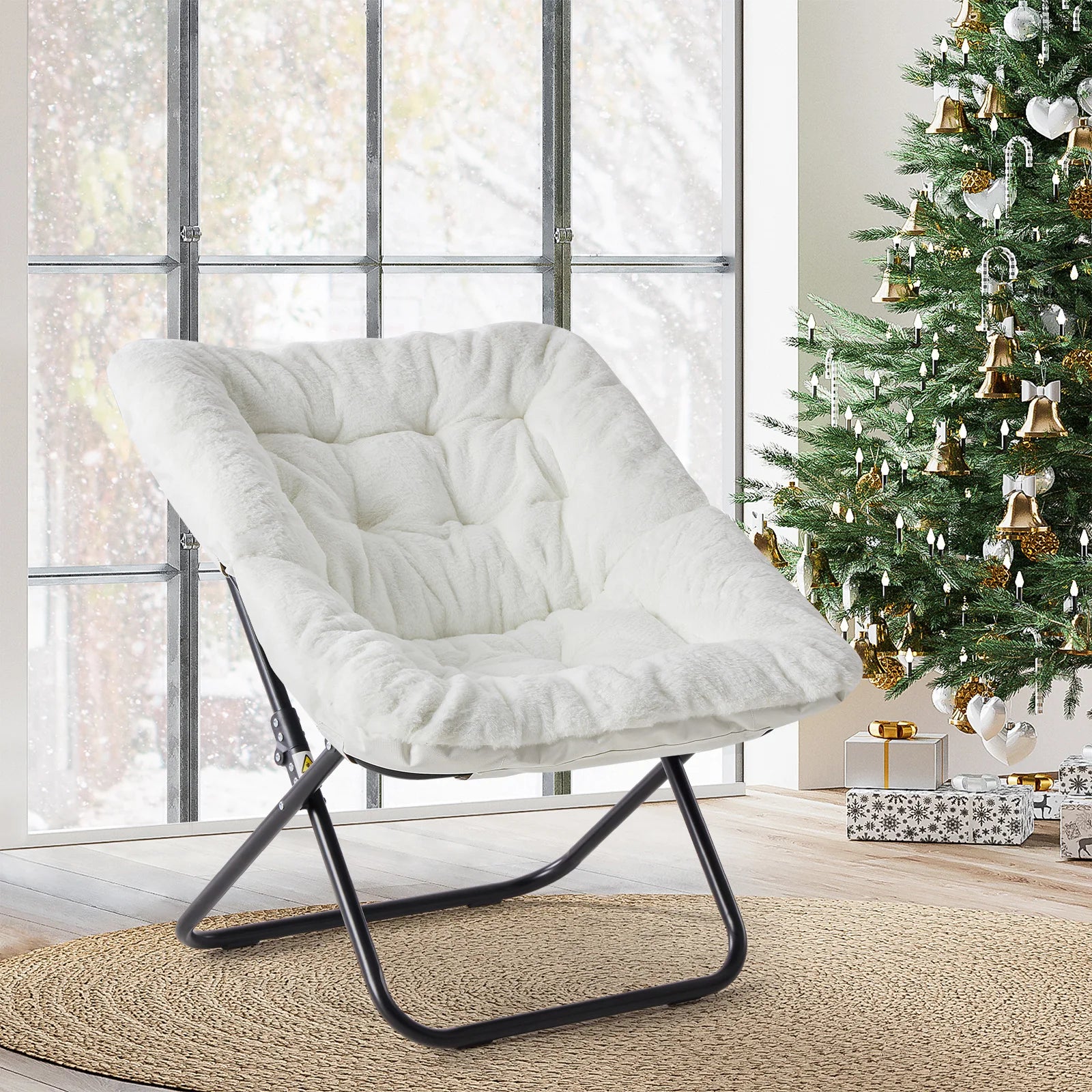 Soft Faux Fur Large Size Folding Lounge Chair