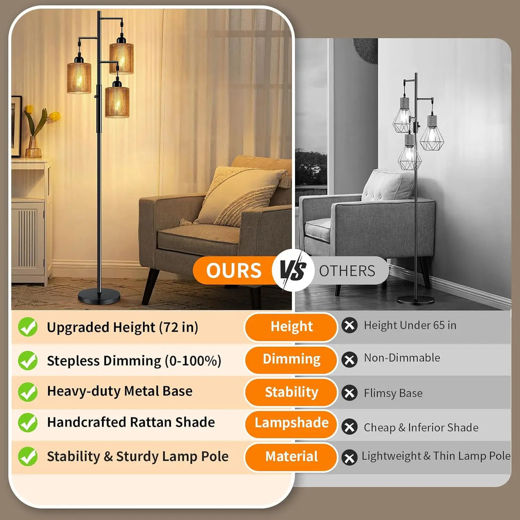 Rattan Boho Floor Lamp For Living Room