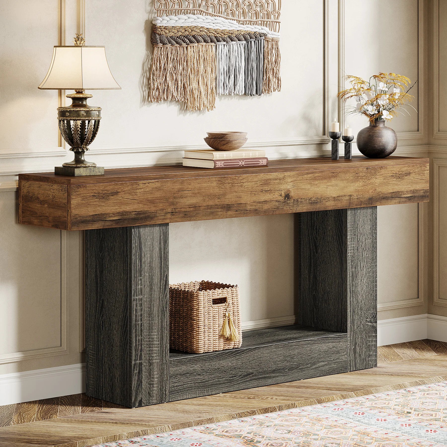 Console Table with U-Shaped Base,