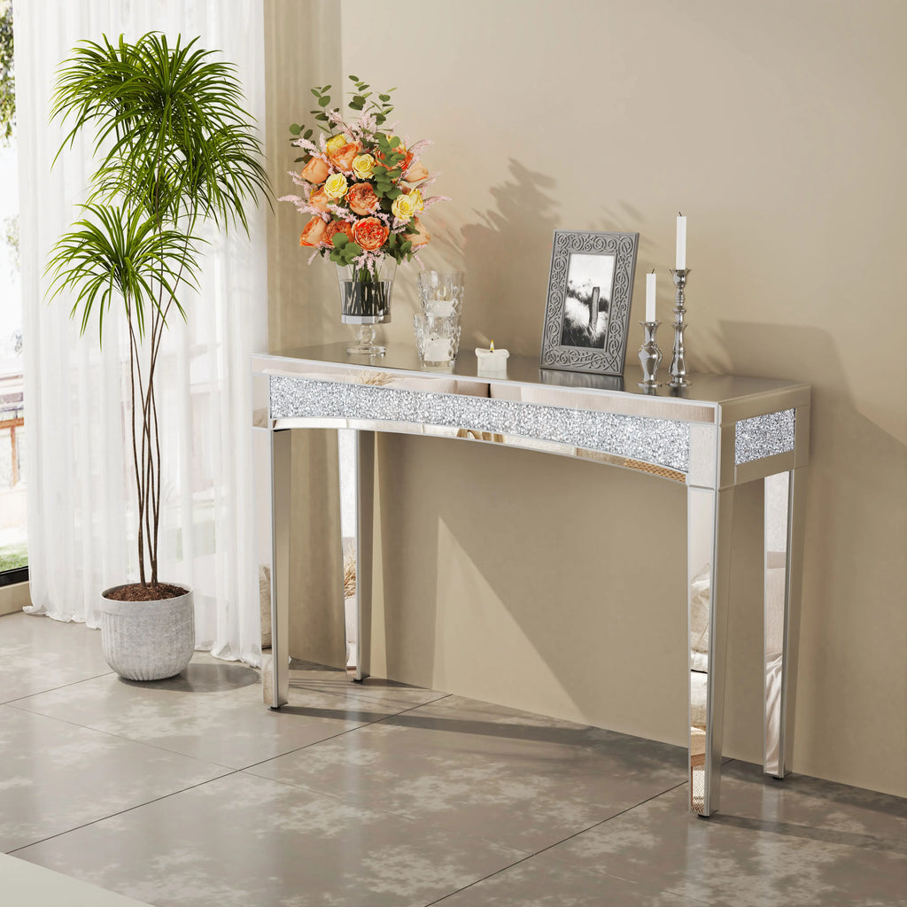 Mirrored  Silver Console Table