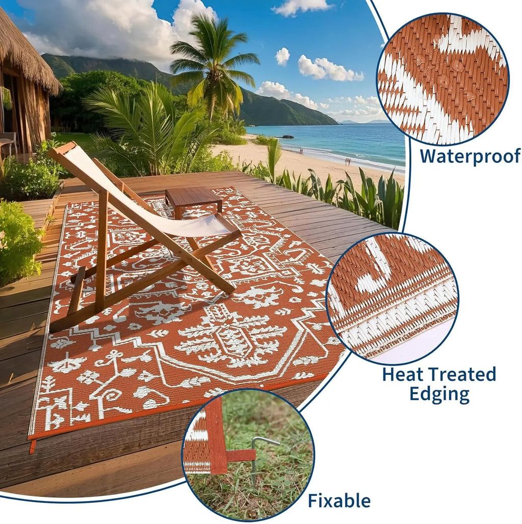 Waterproof Outdoor Area Rug Stain-Resistant