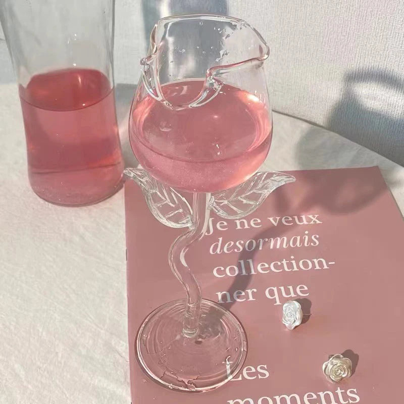 Rose-Shaped Red Wine Glasses