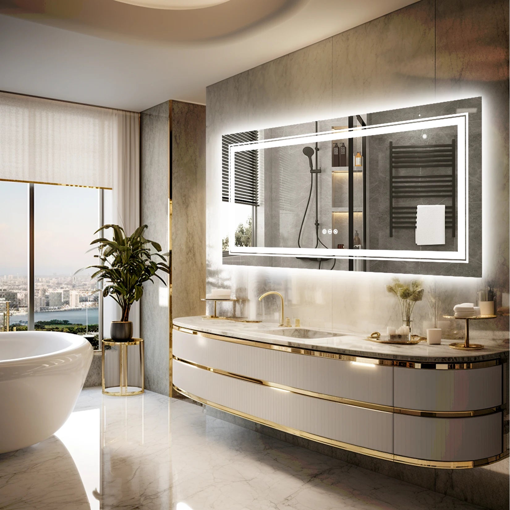 LED Bathroom Mirror with Lights, Anti-Fog,