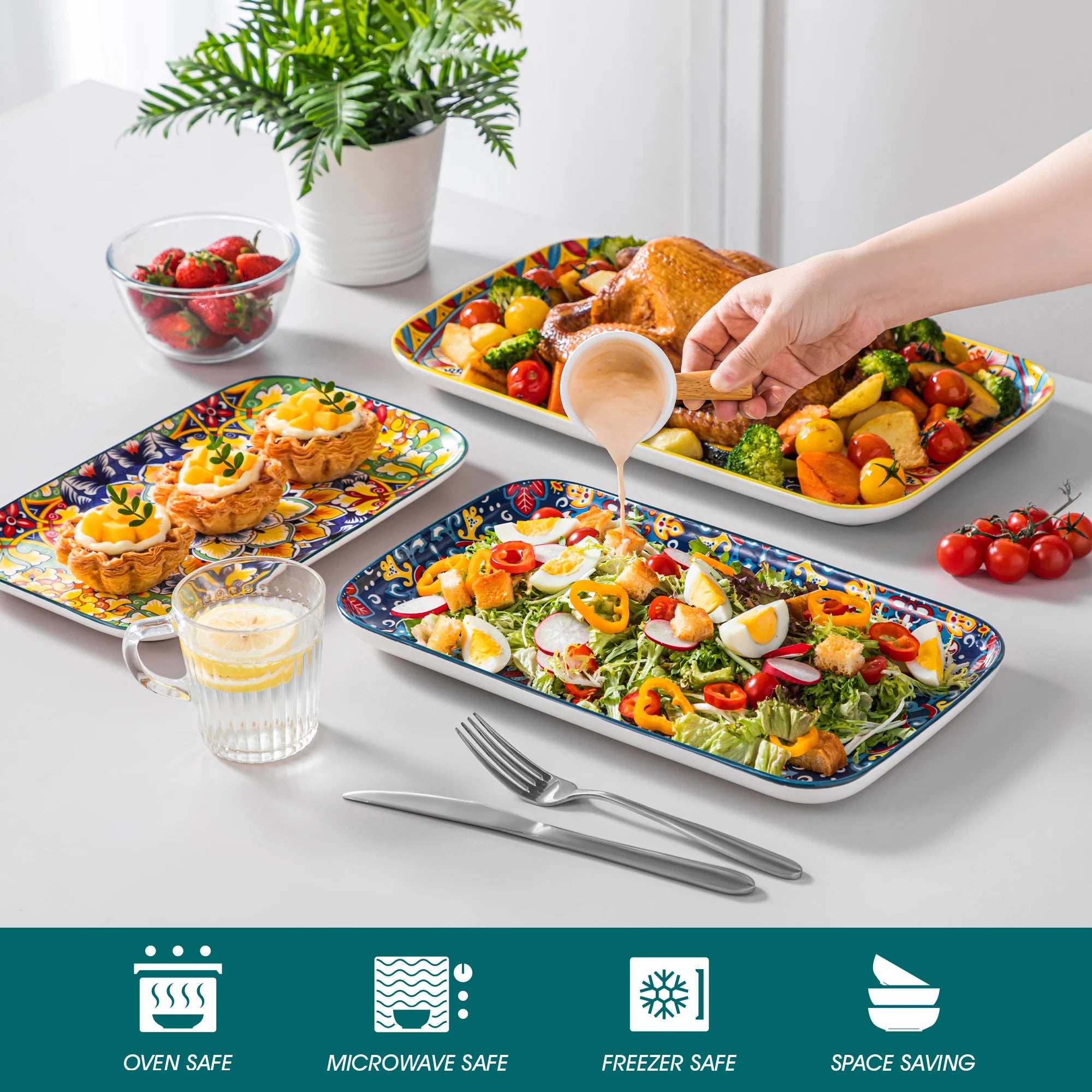 Rectangular Ceramic Salad Plates