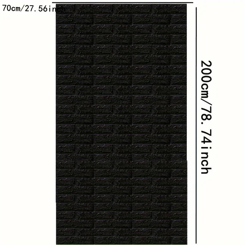3D Brick Wall Stickers Black Wallpaper