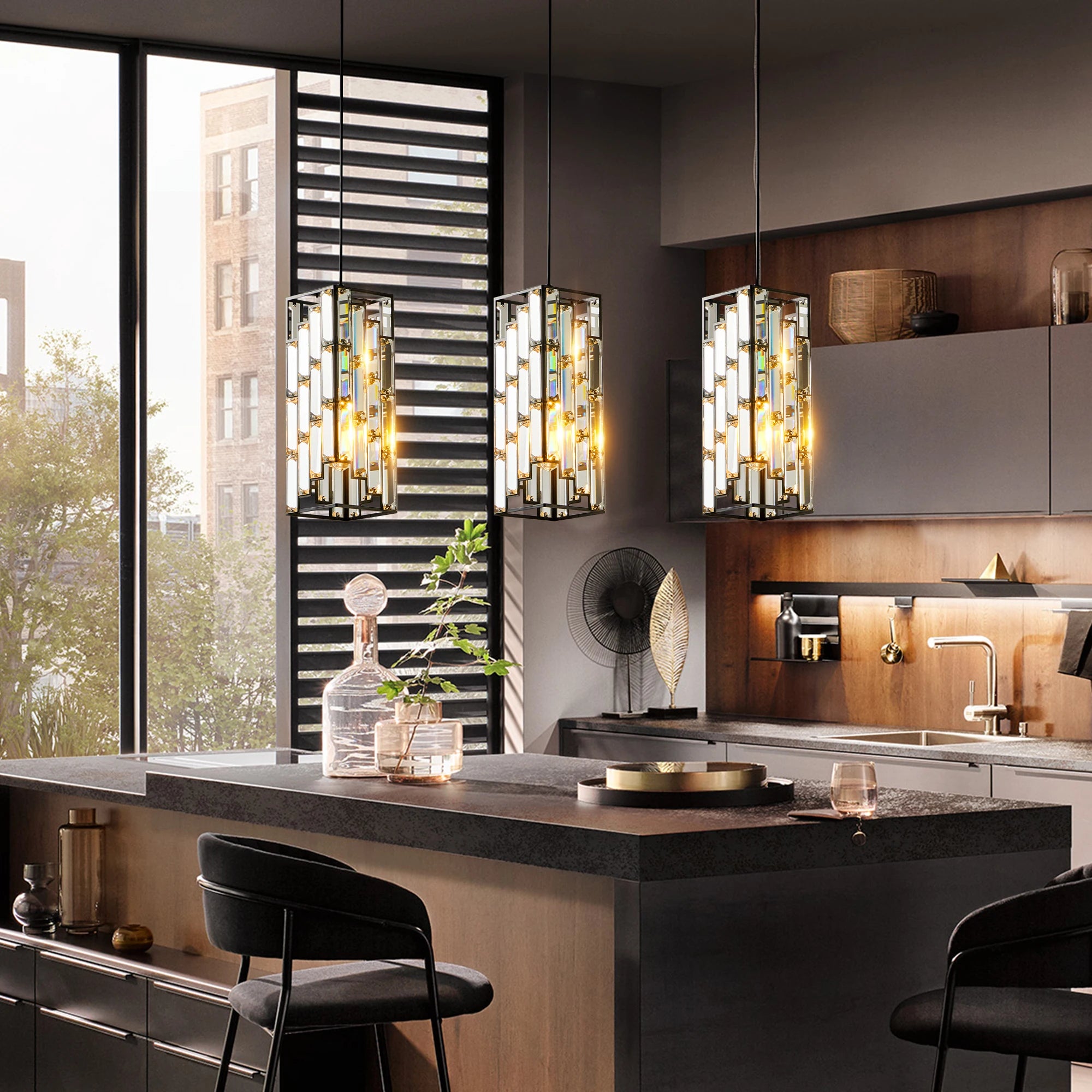 3-Pack Modern Luxury Crystal Pendant Light