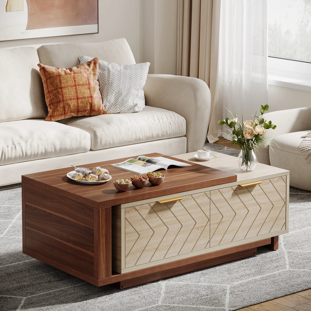 Extendable Coffee Table, 42"-65" Length Adjustable  with  Storage