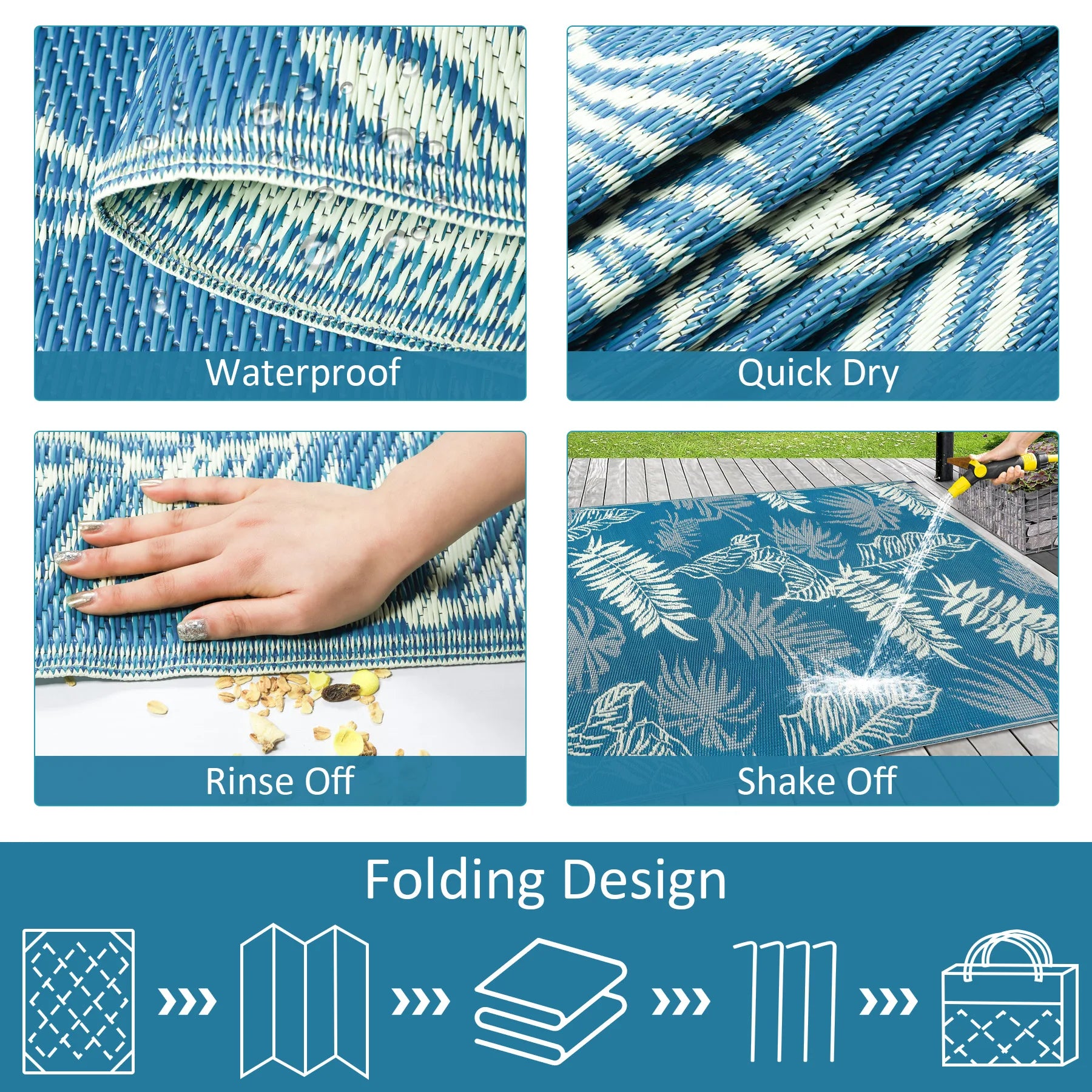 9‘x12' Outdoor Rug Waterproof  Rug Patio Rug Indoor Outdoor