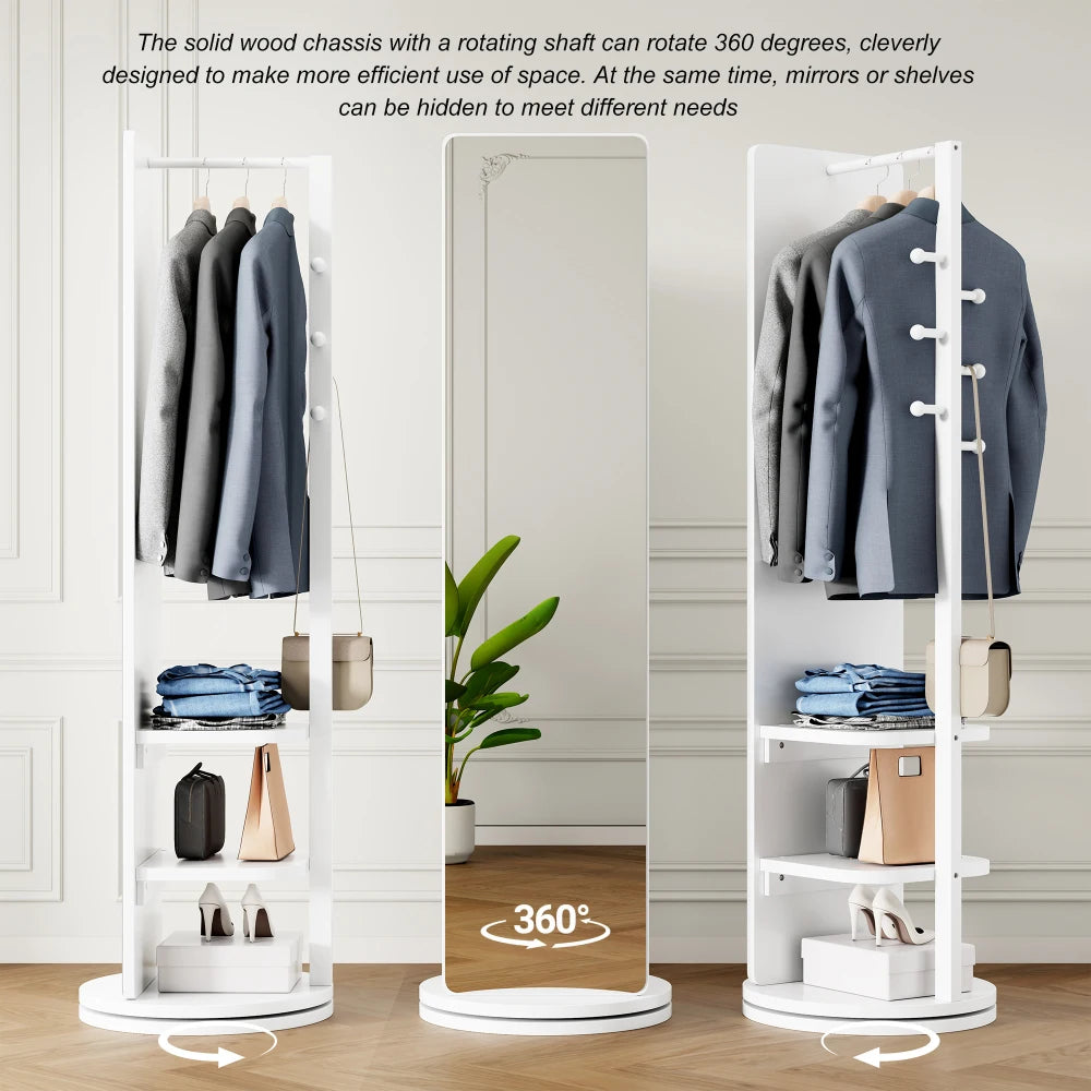 360° Rotating Full Length Mirror, With Storage