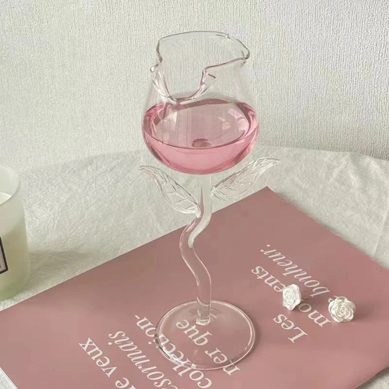 Rose-Shaped Red Wine Glasses