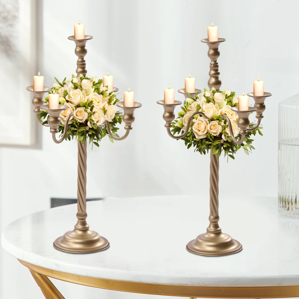 20 Inch Tall  Gold Candelabra Centerpiece,