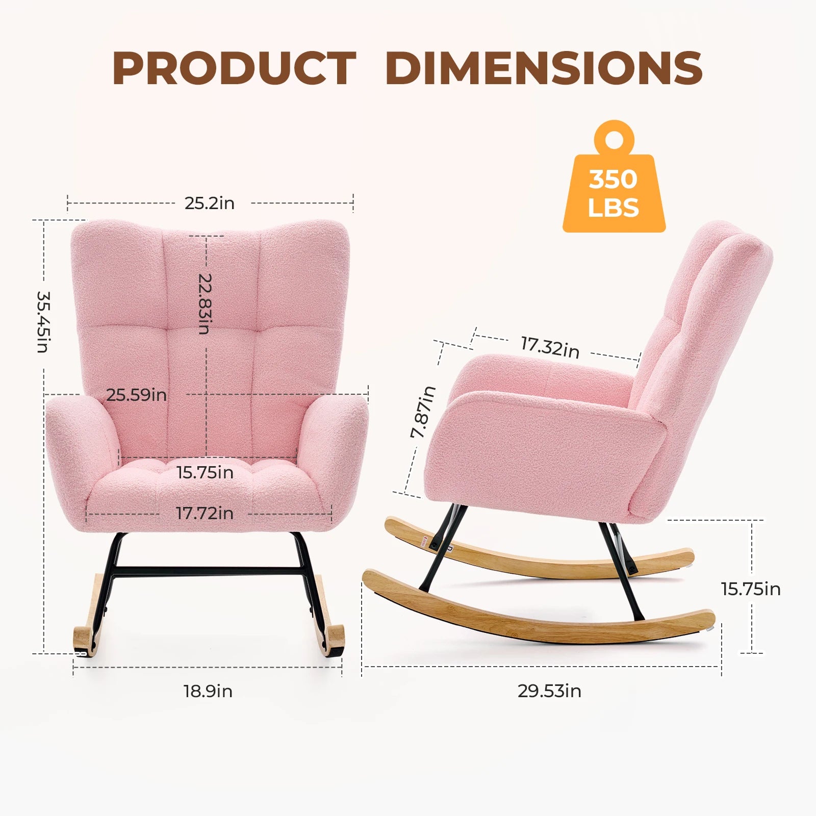 Upholstered  Rocking Chair with High Backrest Armchair