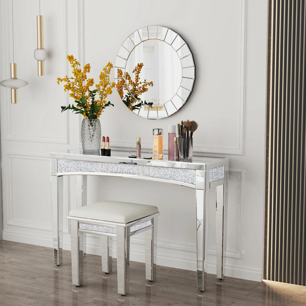 Mirrored  Silver Console Table
