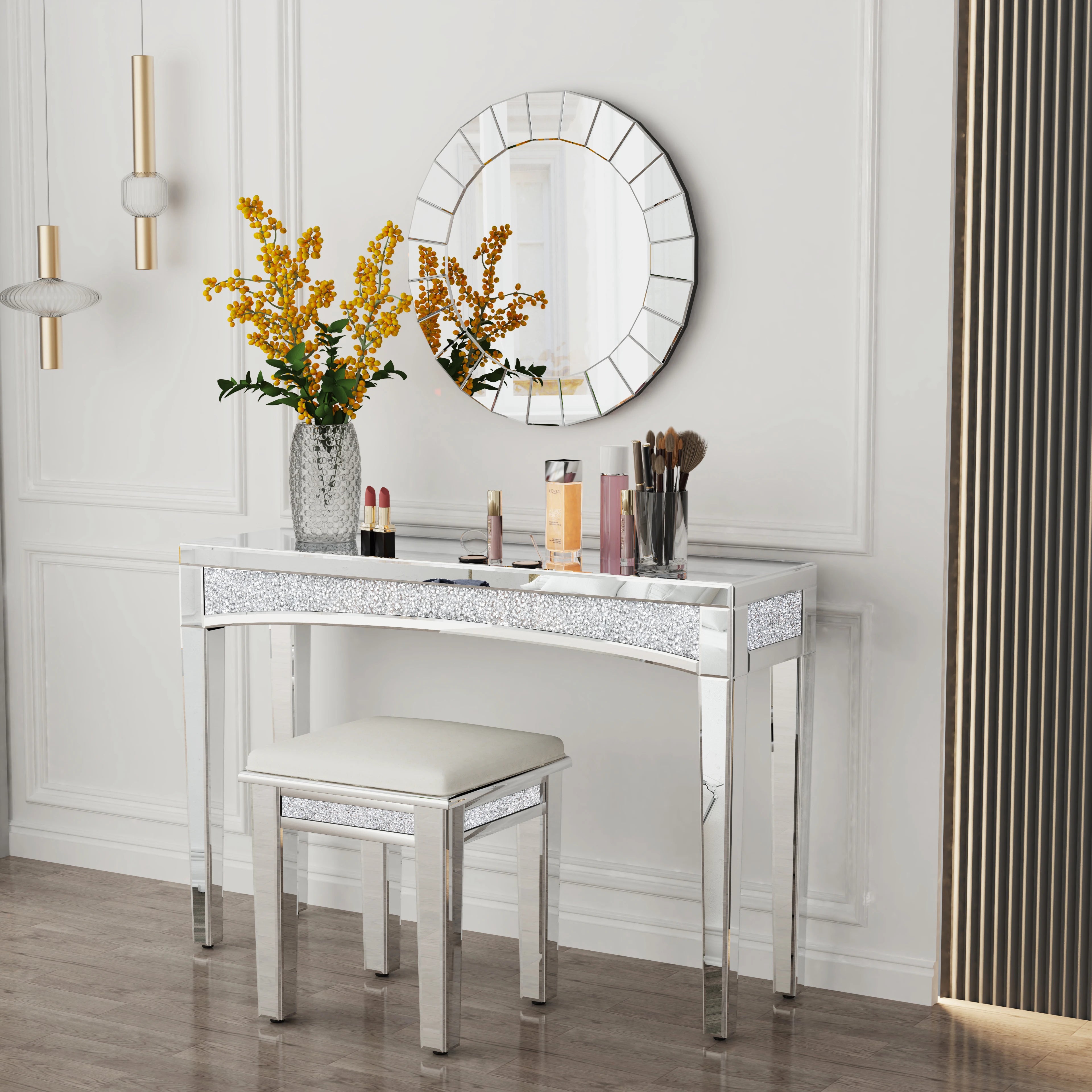 Mirrored  Silver Console Table