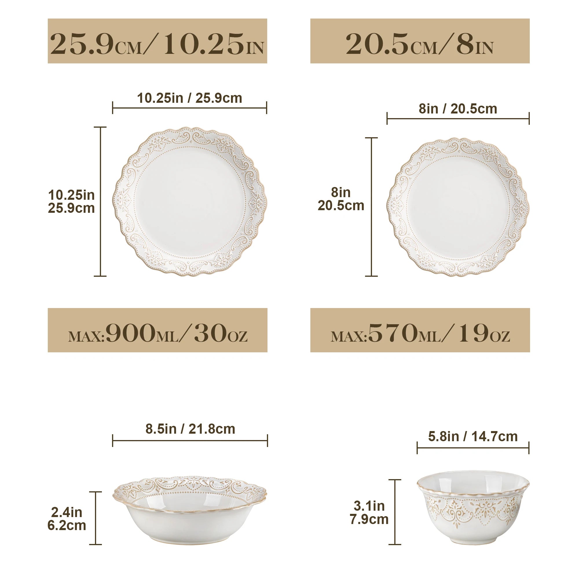 White Relief Stoneware Dinnerware Set
