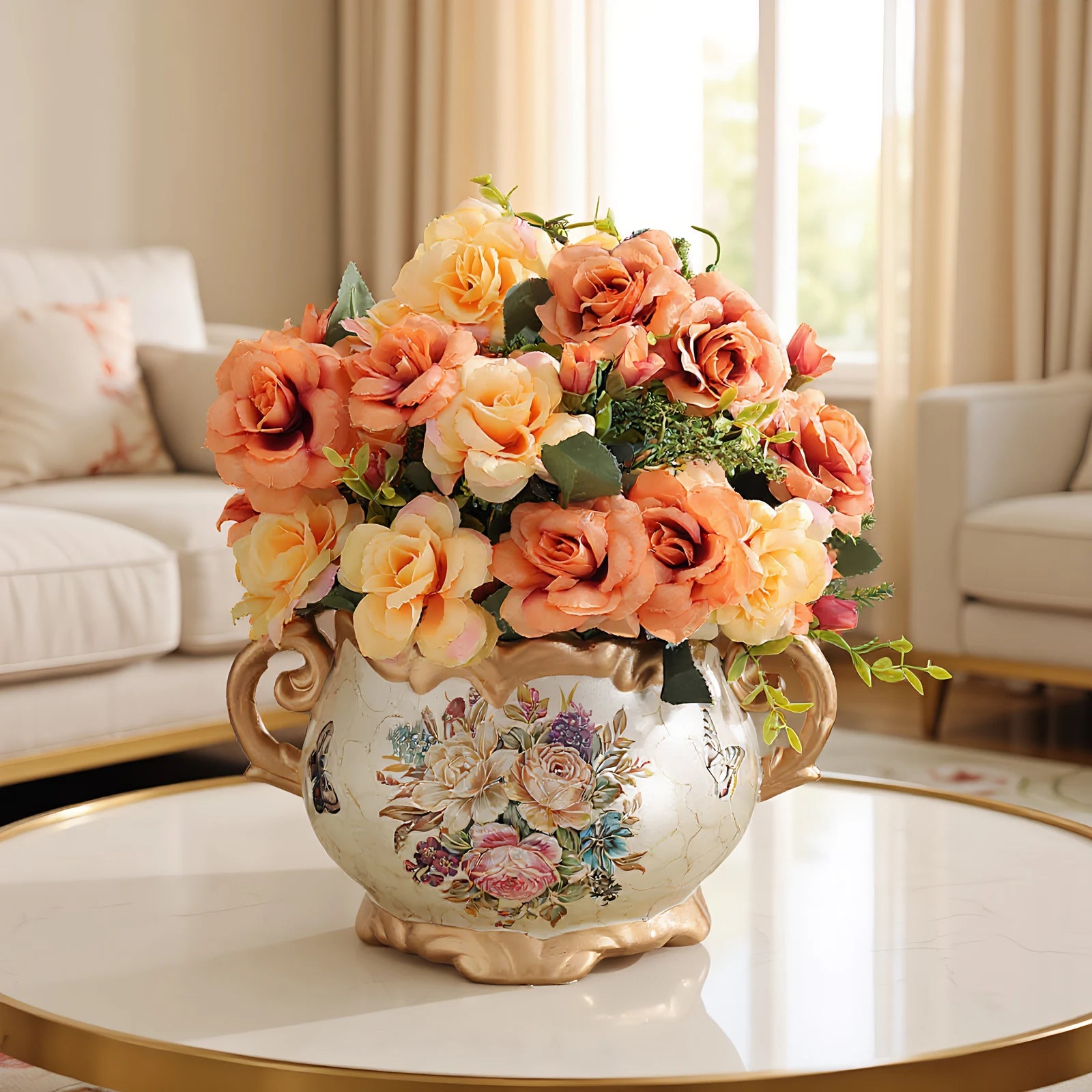 Desktop Flower Arrangement Vase with Handle