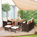 9 Piece Patio Dining Set, with Tempered Glass