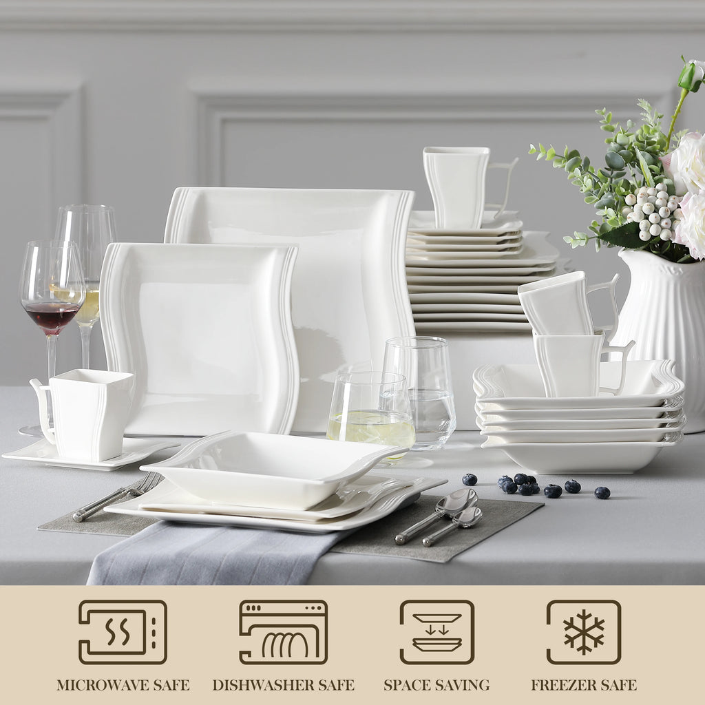 30 Piece White Porcelain Dinner Set