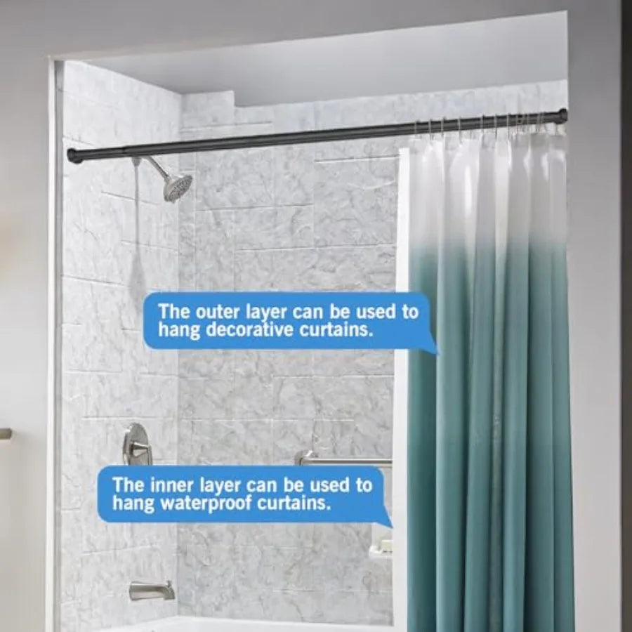 Elegant  Black Wall Mounted Double Shower Rods,