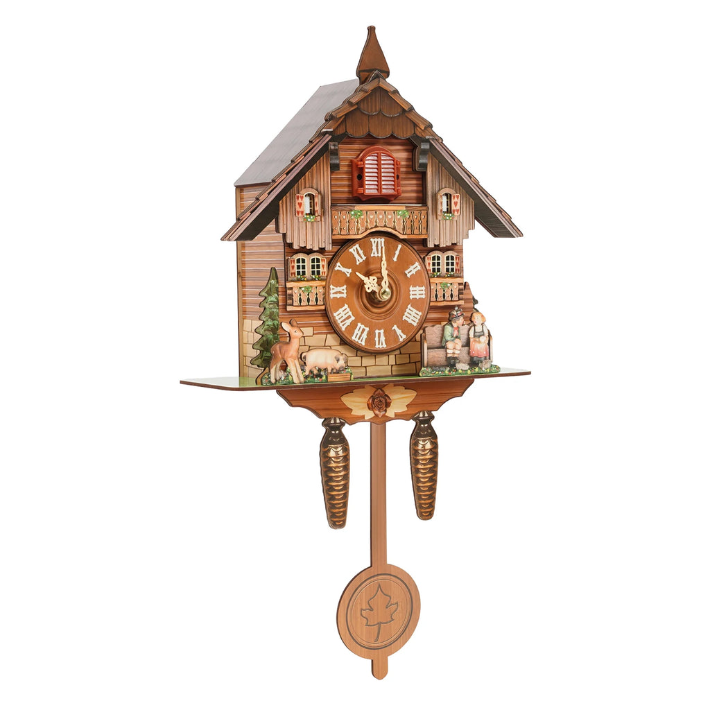 Vintage Cuckoo Wall Clock with Bird Chime,