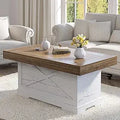 Rustic Wooden Pedestal  Center Table with X-Design