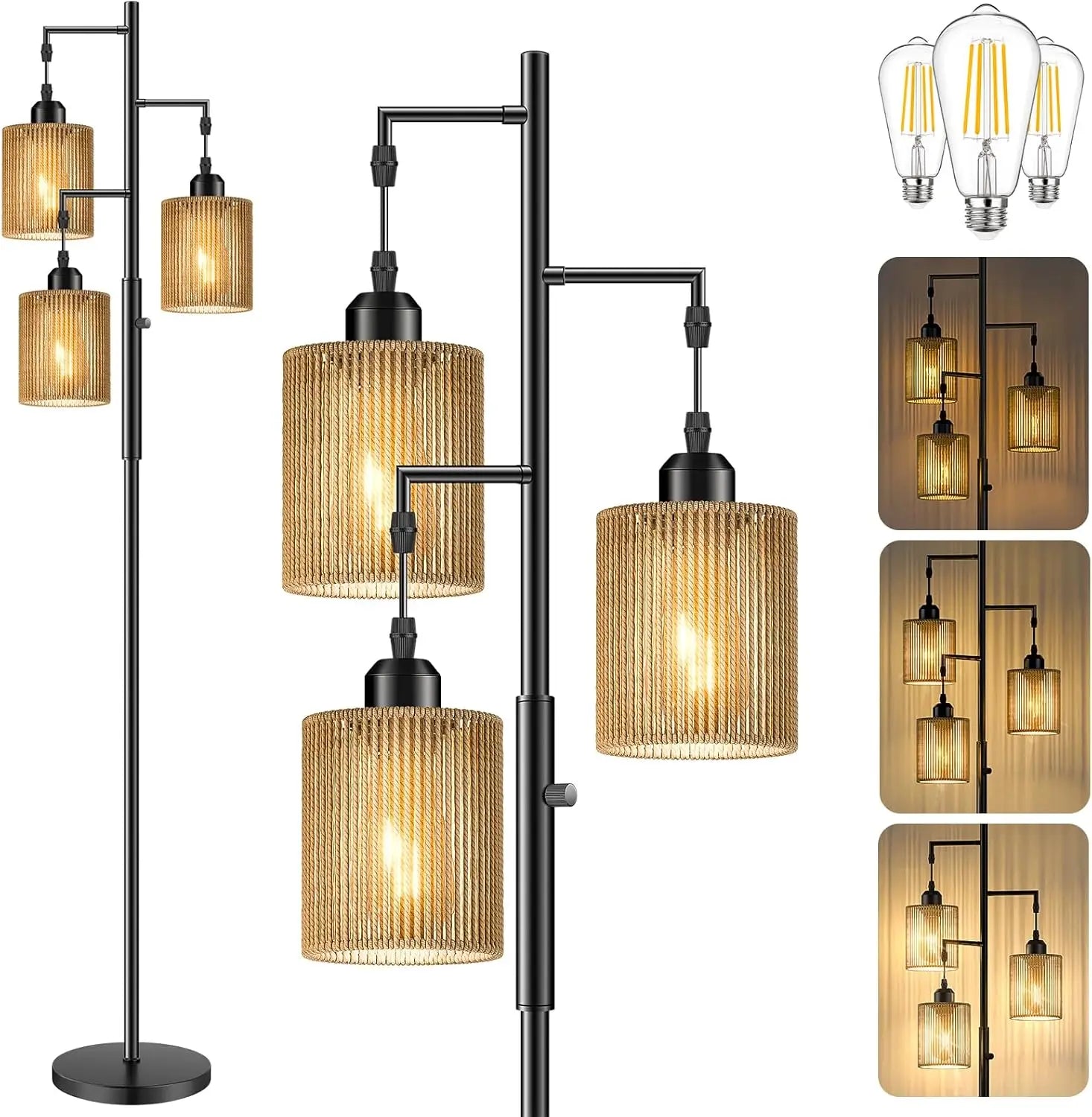 Rattan Boho Floor Lamp For Living Room