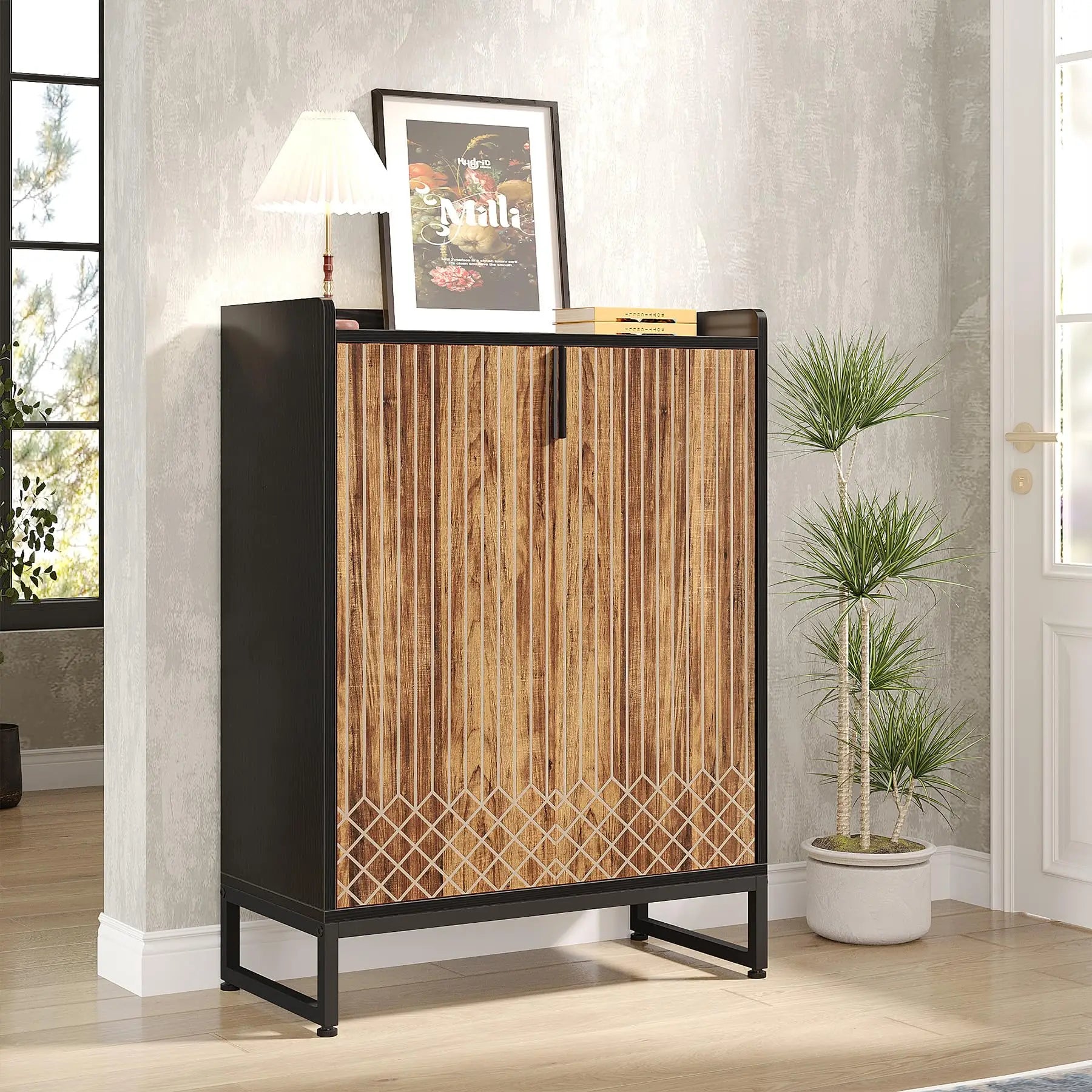 White  5-Tier Shoe Cabinets with Doors
