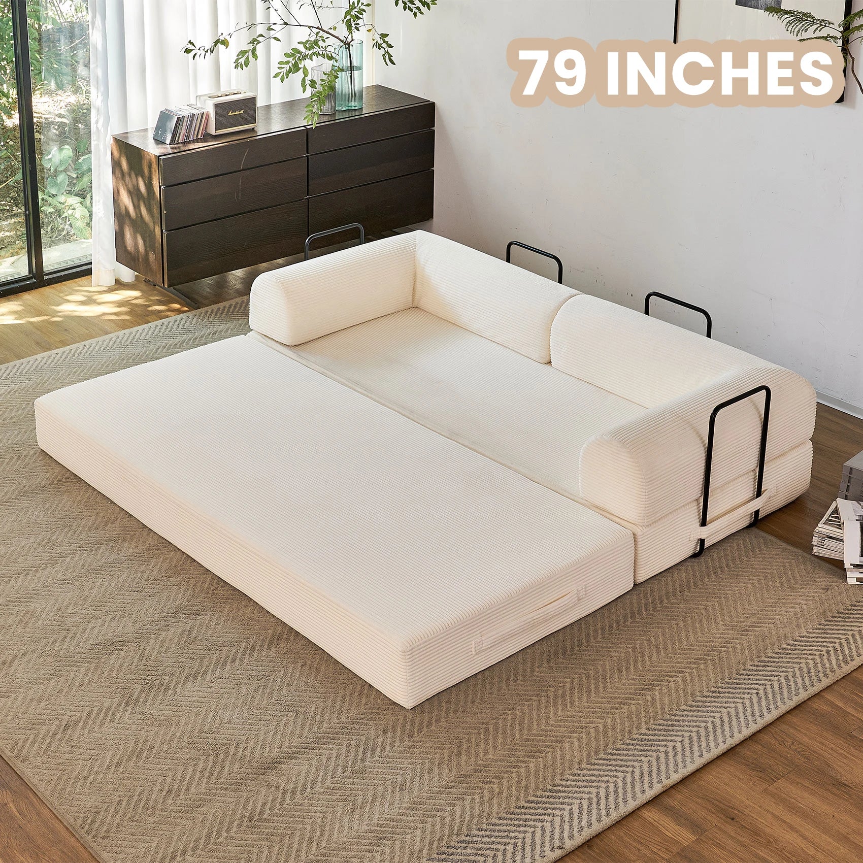 79''  Foldable Convertible Futon Sleeper Sofa Bed