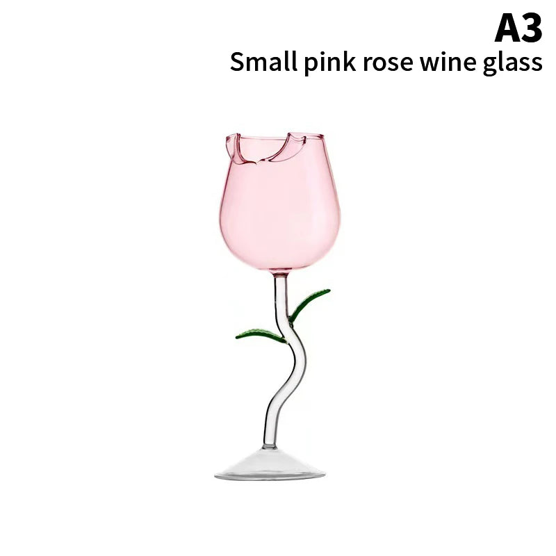 Rose-Shaped Red Wine Glasses