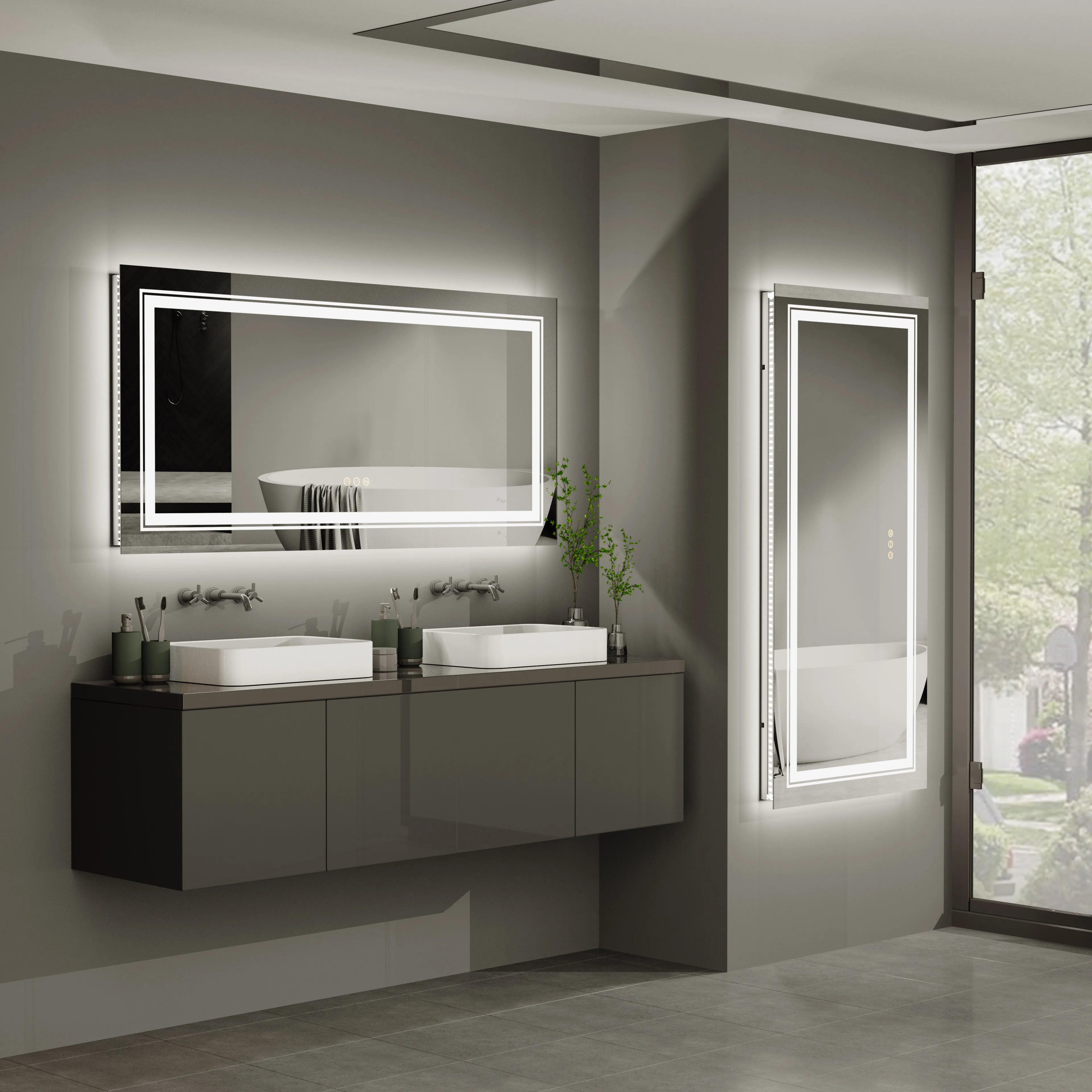 LED Bathroom Mirror with Lights, Anti-Fog,