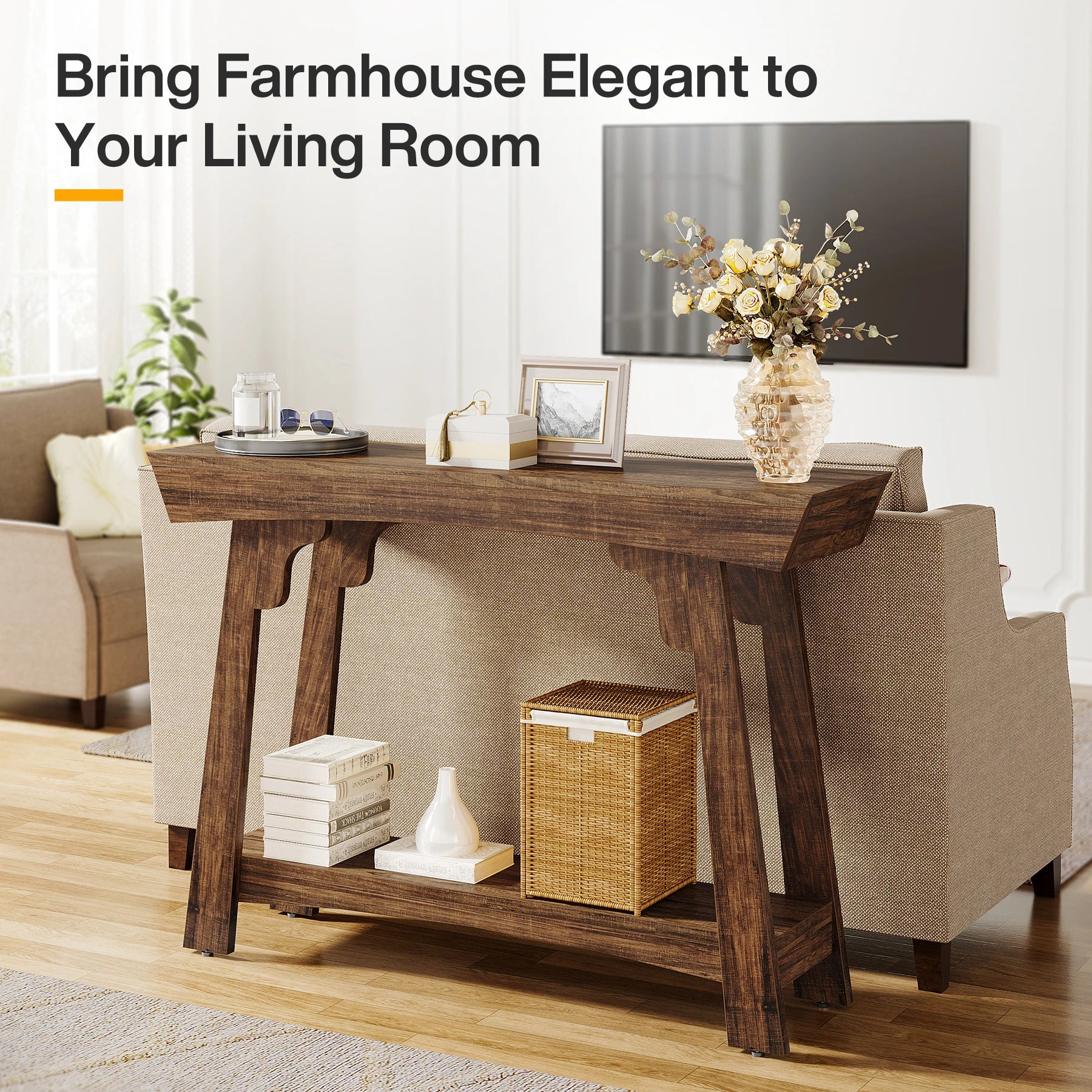 Narrow Farmhouse Sofa Table or Entryway Table