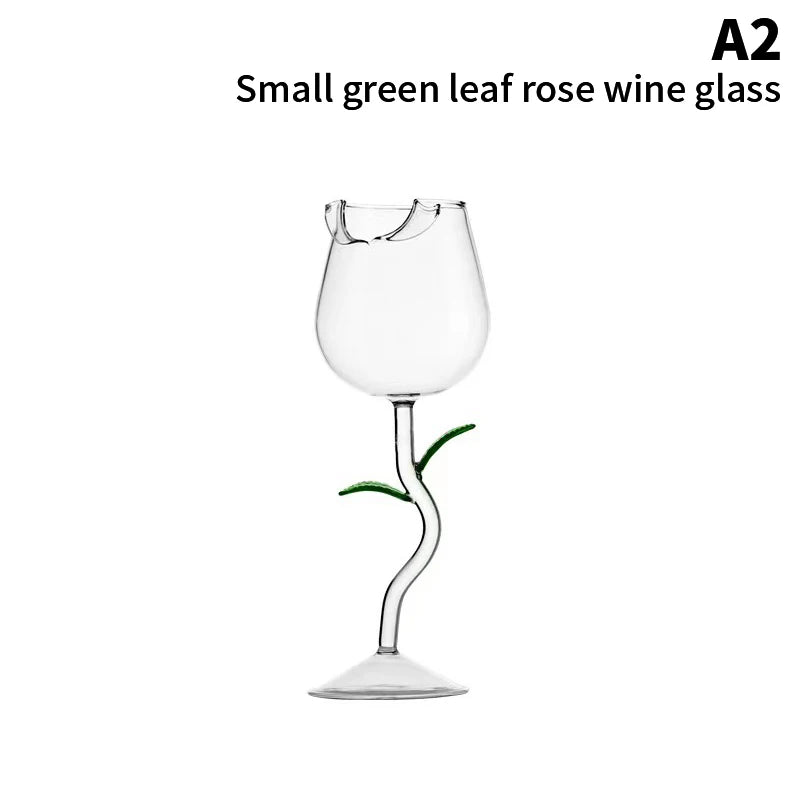 Rose-Shaped Red Wine Glasses