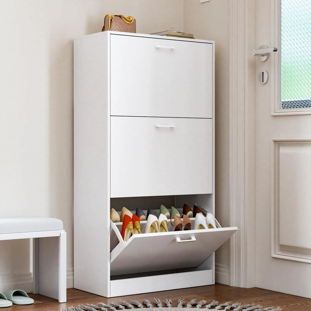 Freestanding Shoe Storage Cabinet, with 2 or 3 Flip drawers