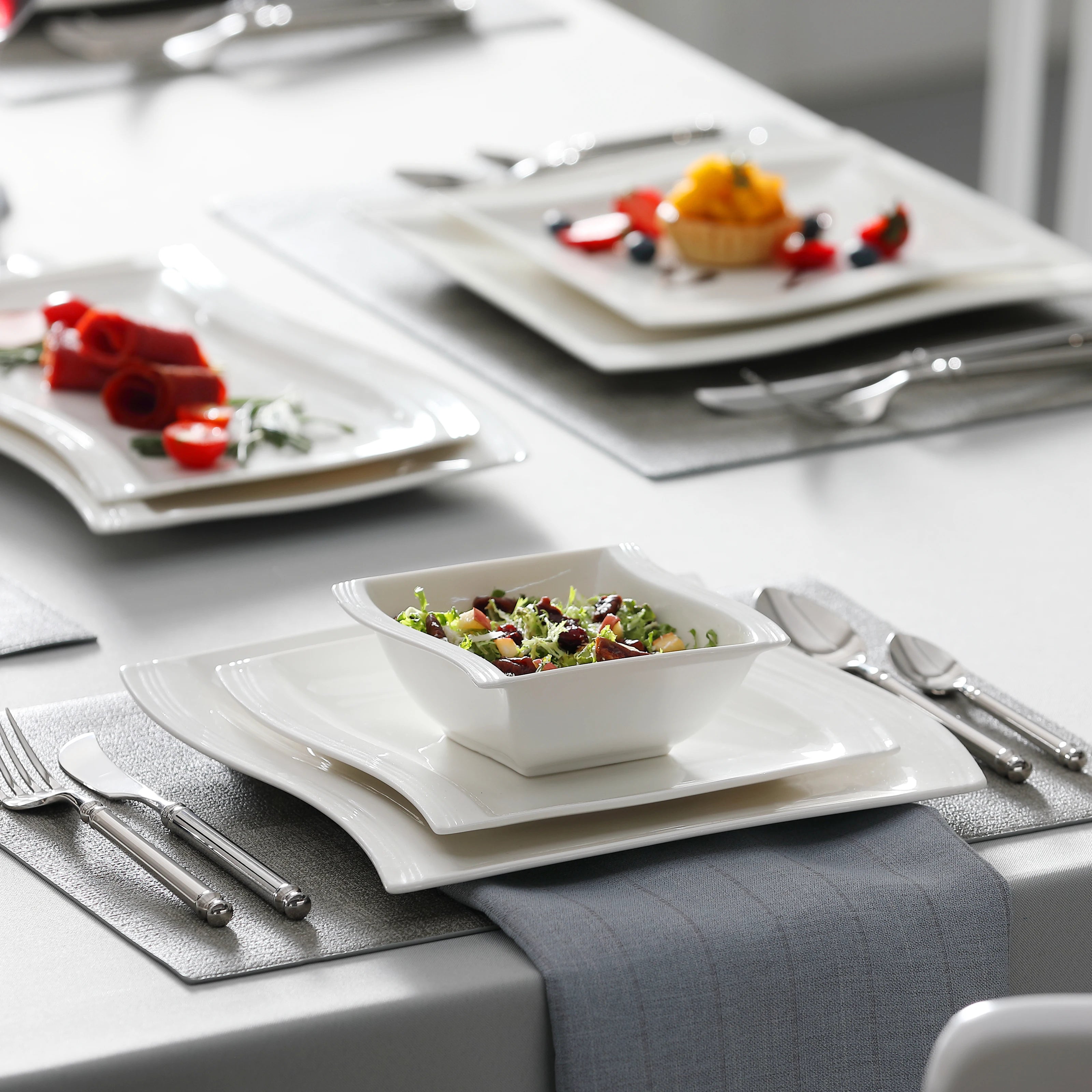 30 Piece White Porcelain Dinner Set