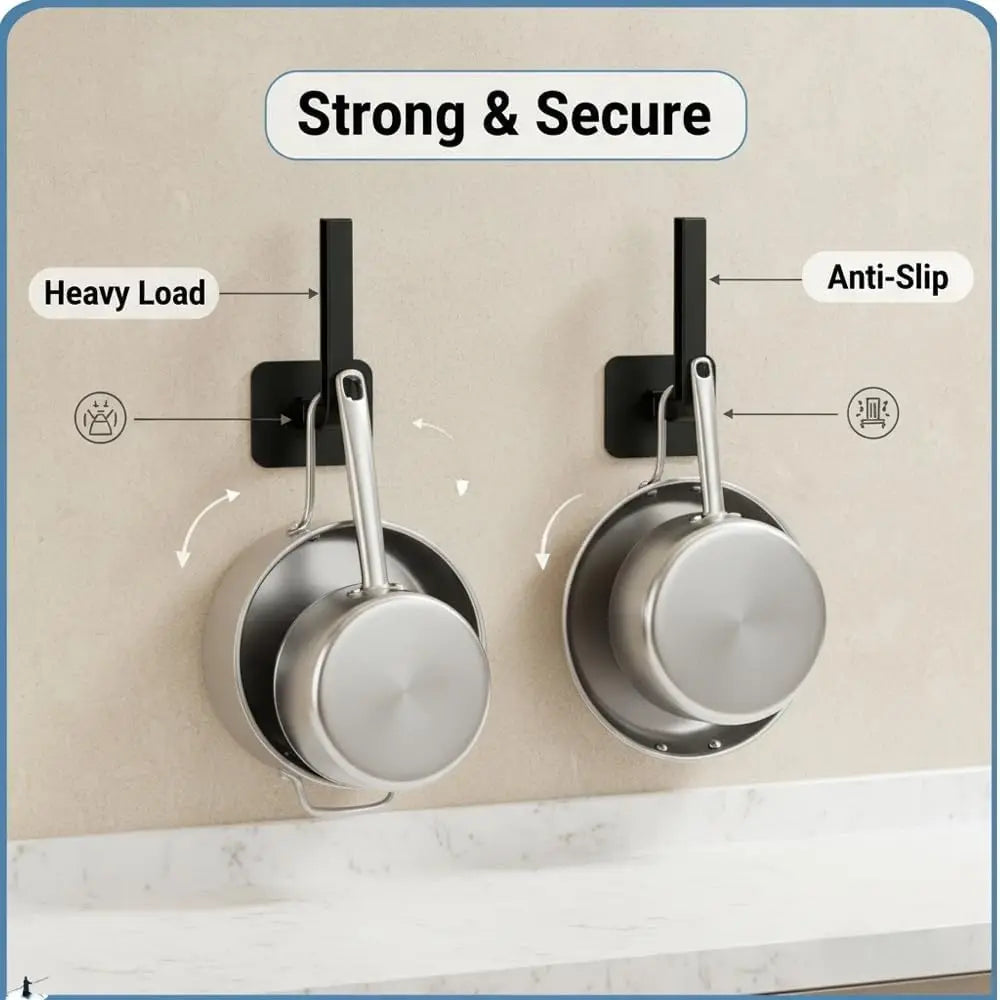 2 Pcs Black Adhesive Hooks