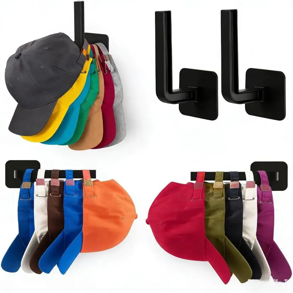2 Pcs Black Adhesive Hooks