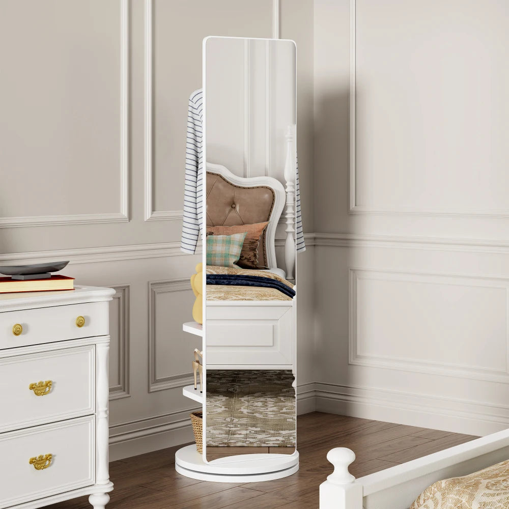 360° Rotating Full Length Mirror, With Storage