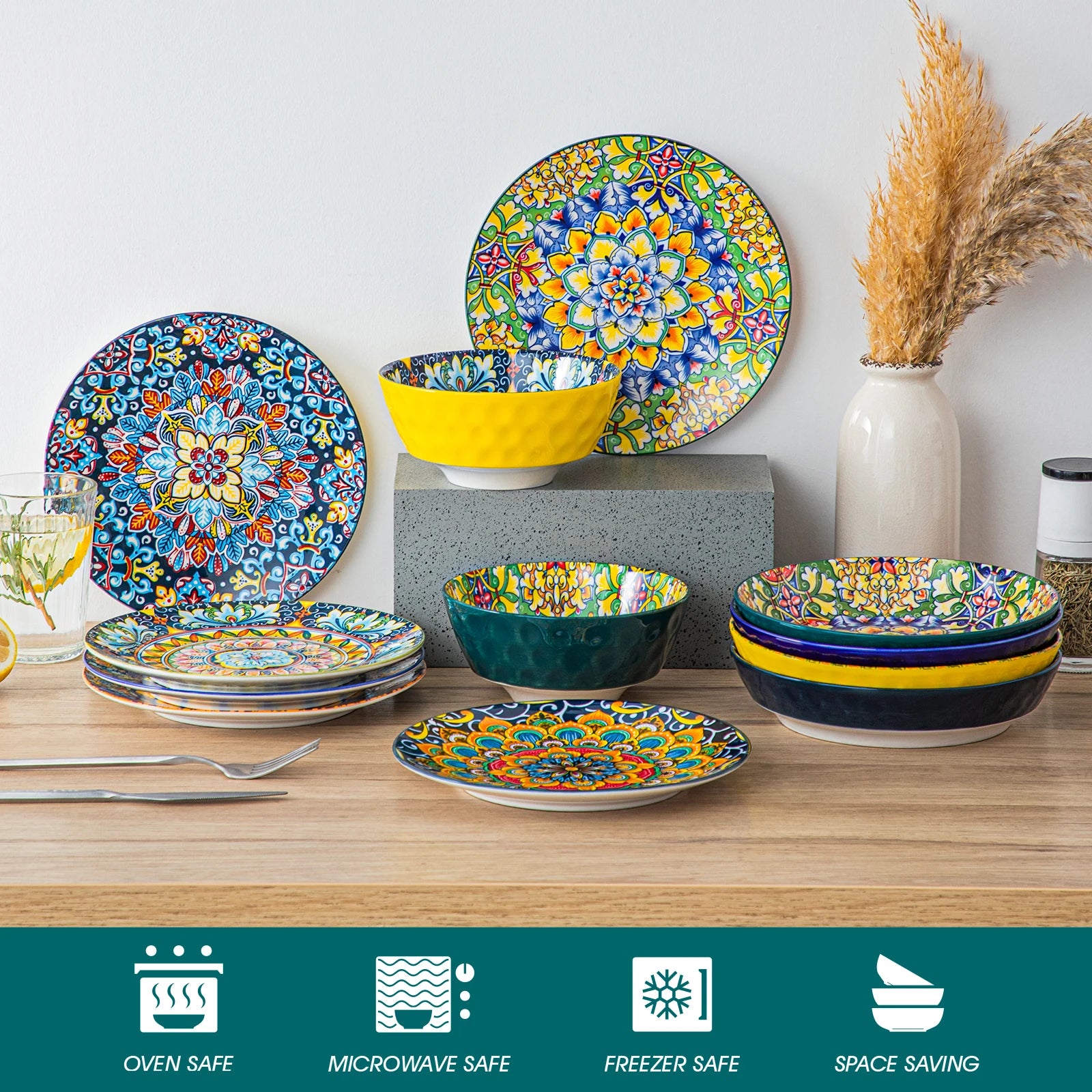 Bohemian Style Ceramic Stoneware Dinnerware Set