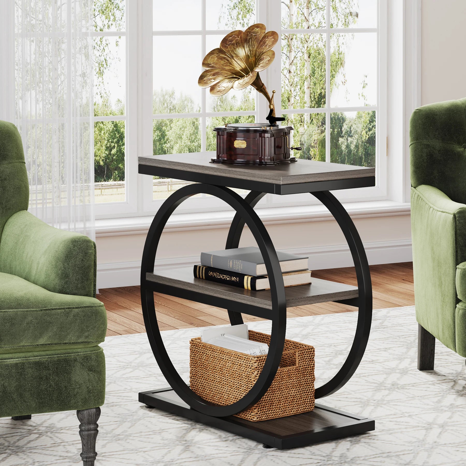 Industrial Metal and wooden Small Sofa Side Table