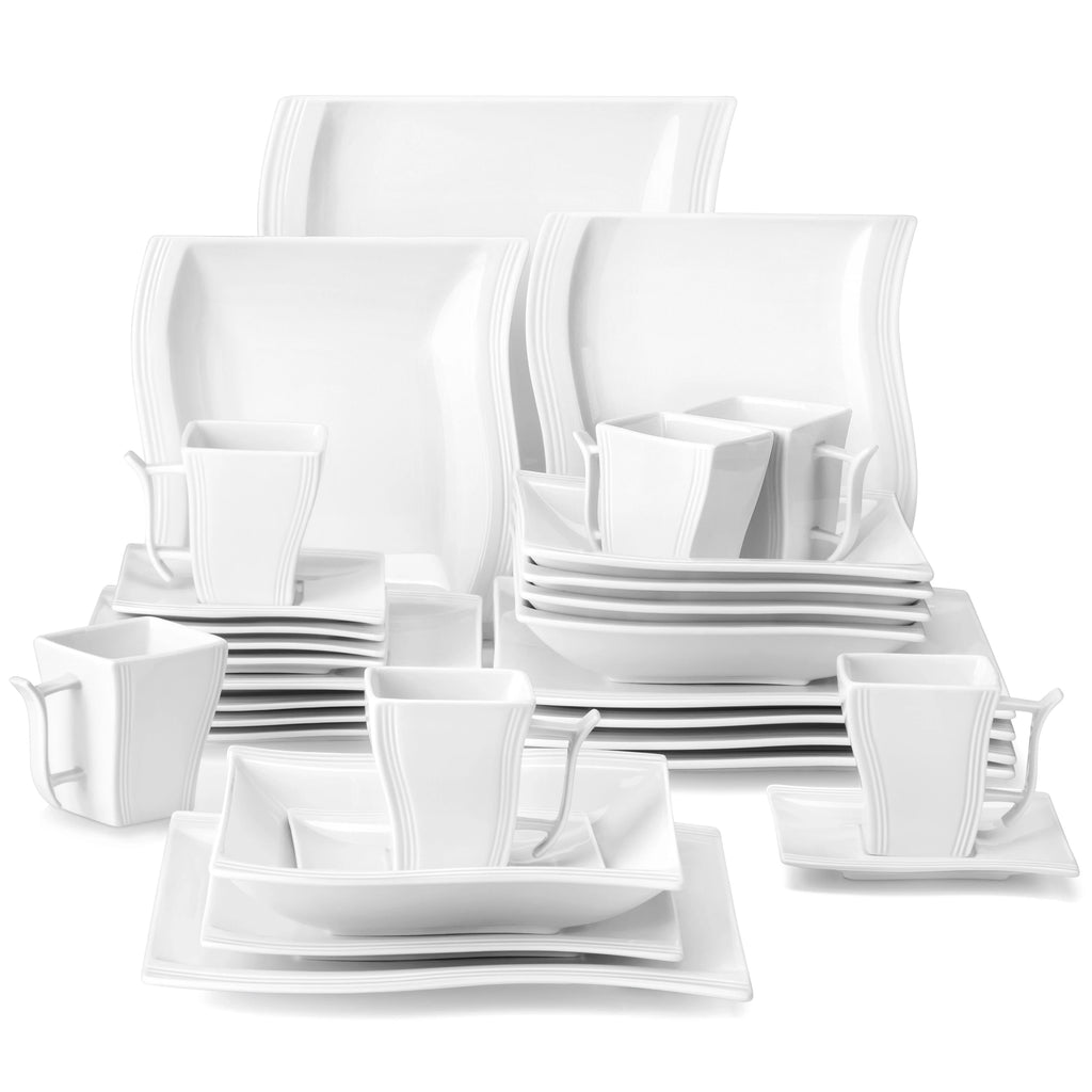30 Piece White Porcelain Dinner Set