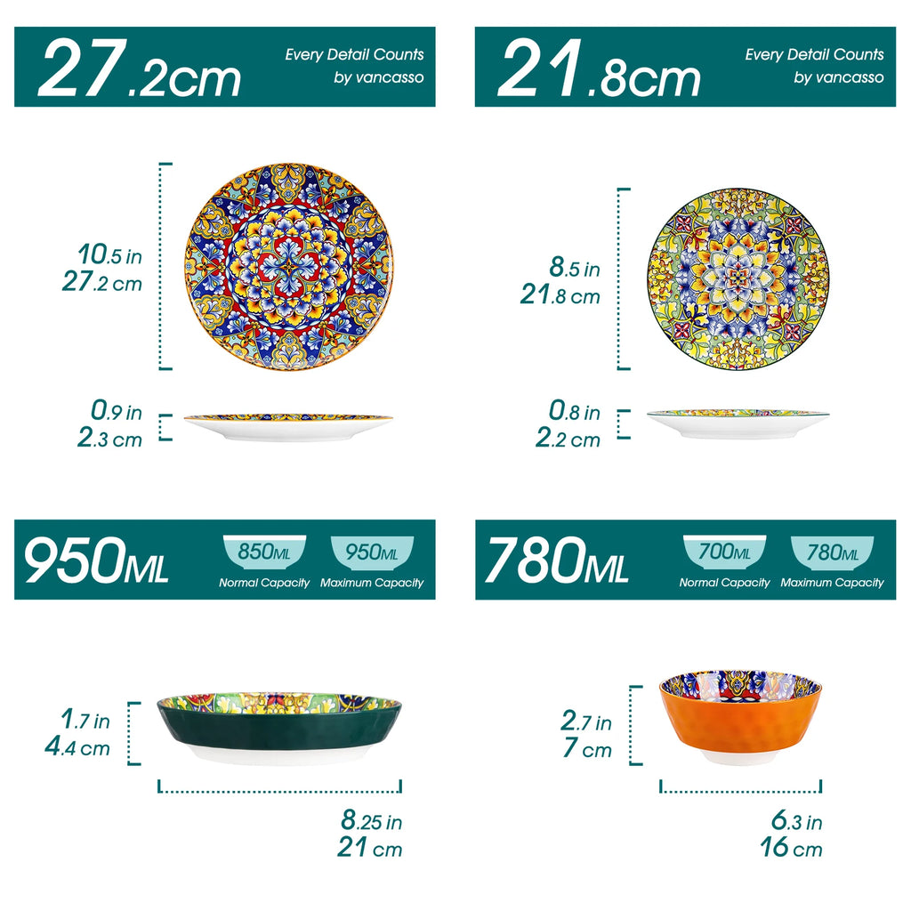 Bohemian Style Ceramic Stoneware Dinnerware Set