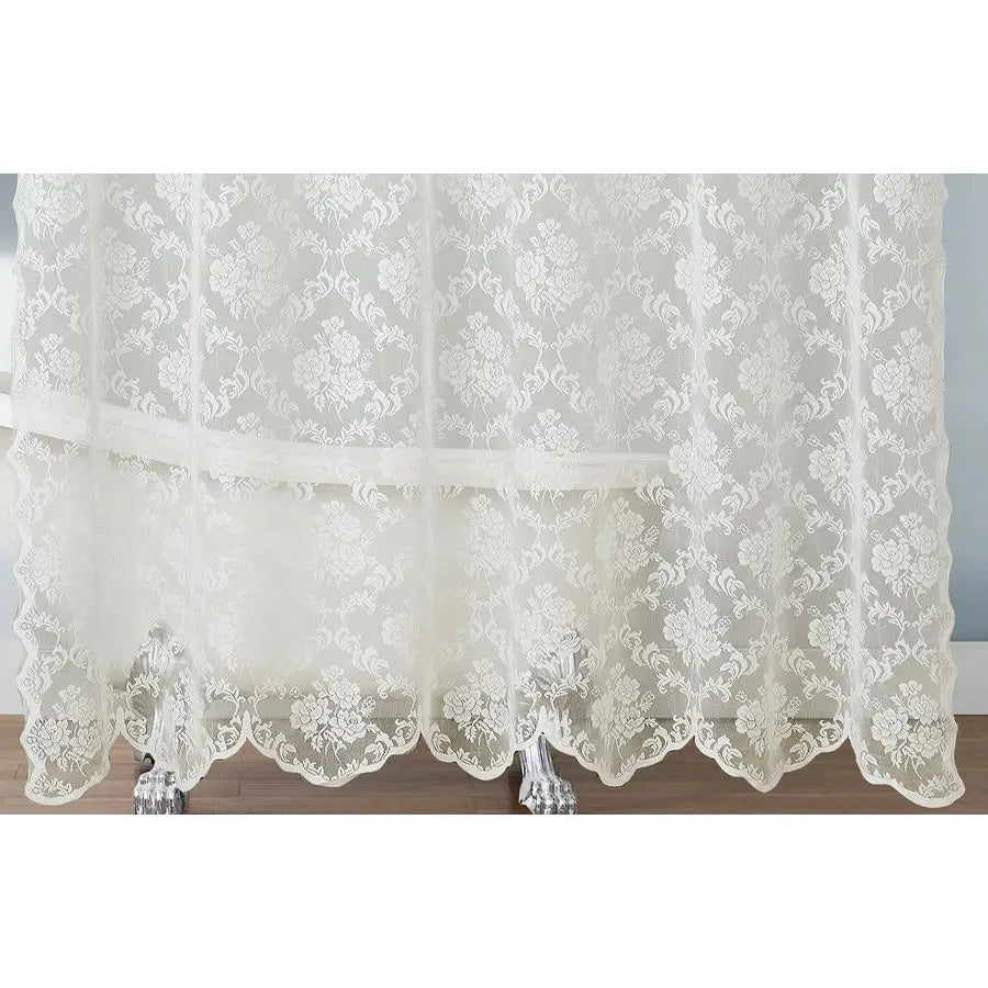 Ivory Shower Curtain with Attached Valance