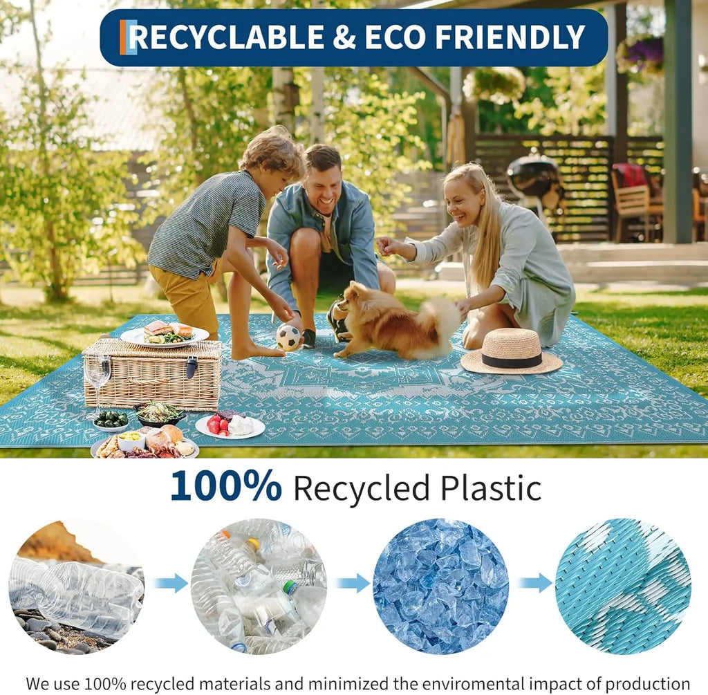 Reversible Waterproof Outdoor Patio Rug,