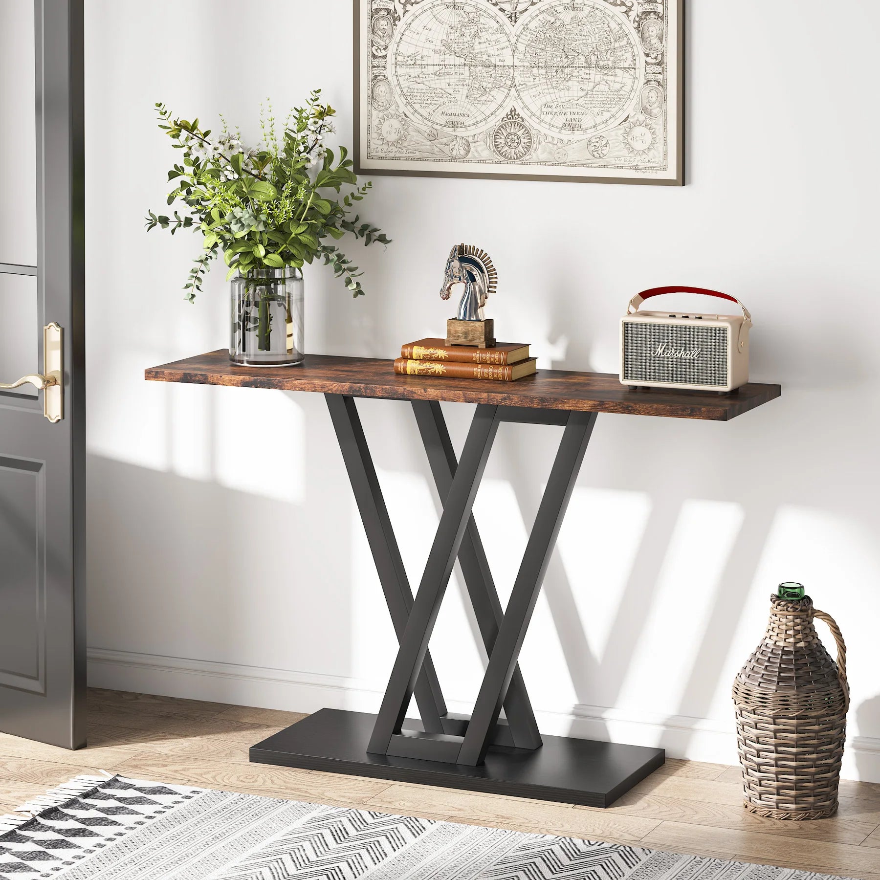 43 Inch Industrial Entryway Console Table