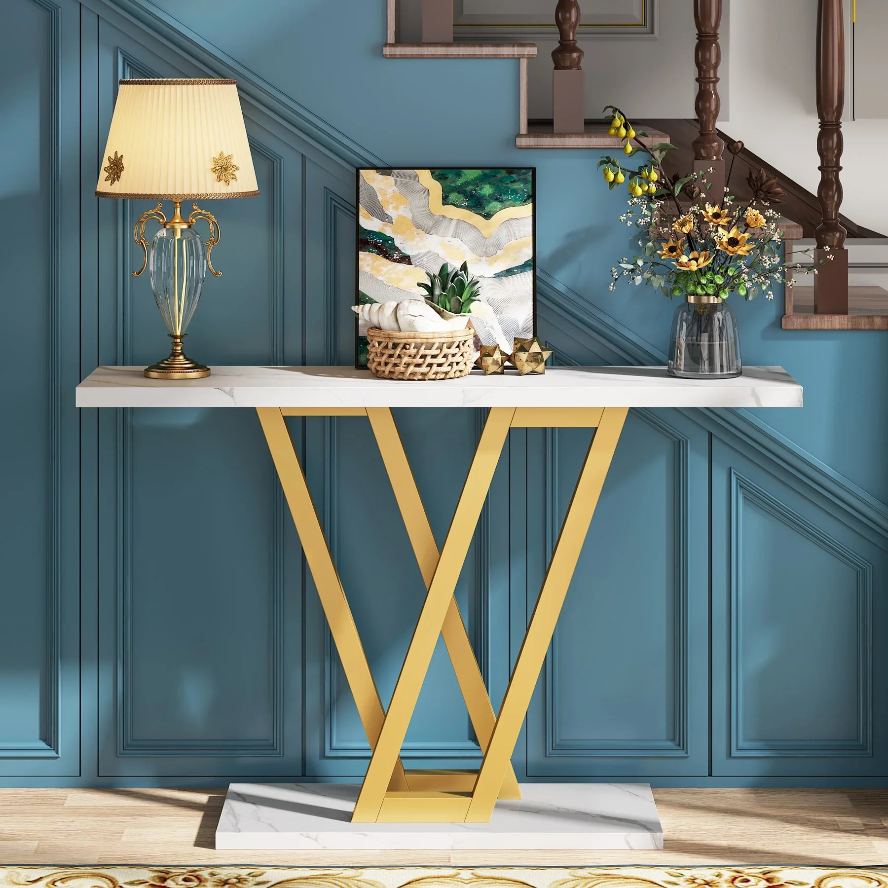 43 Inch Industrial Entryway Console Table
