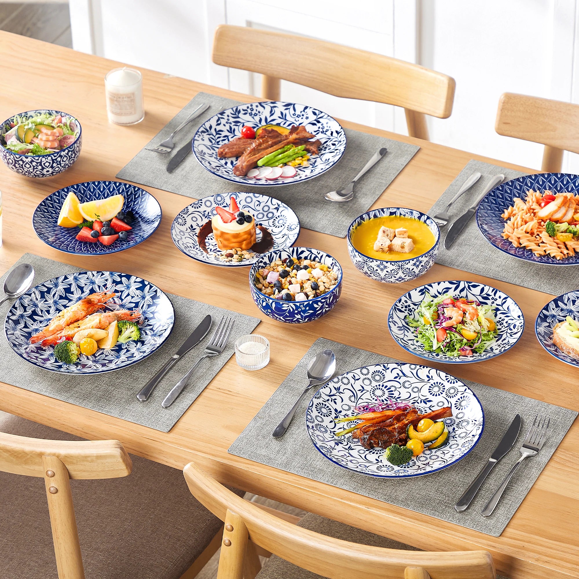 Blue and White Porcelain Tableware Set