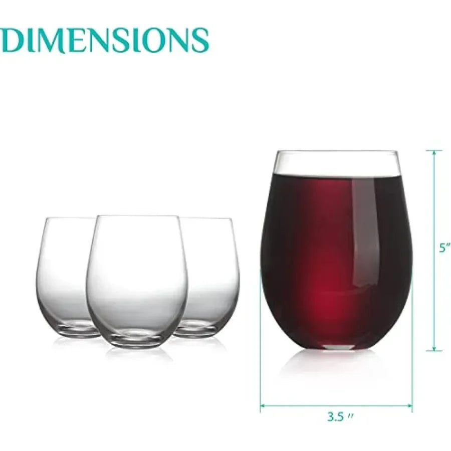 Stemless Wine Glass, Red and White 18oz Stemless Wine Glass Set of 6, Drink Glasses with Durable Chip Resistant Rim, Large Wine