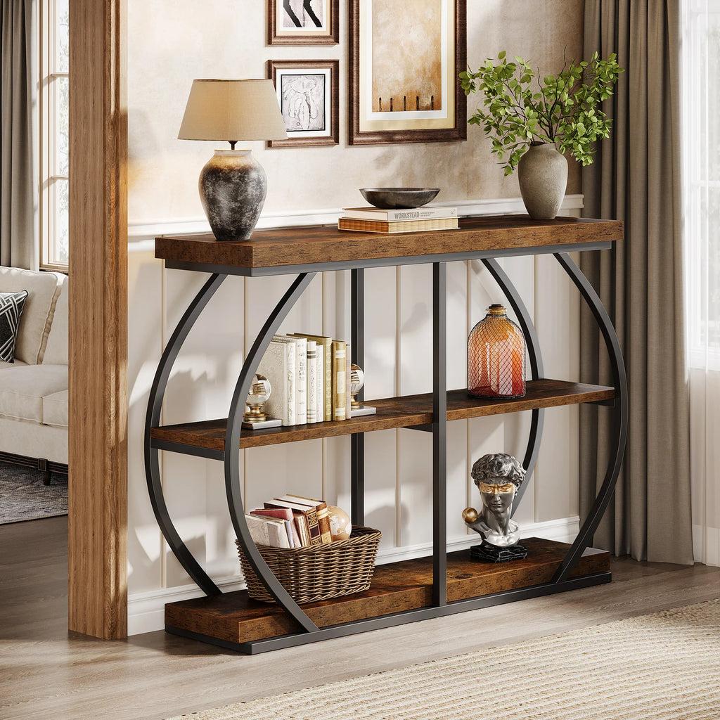 Industrial 3-Tier Arched metal Frame Console Table
