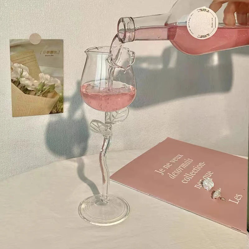 Rose-Shaped Red Wine Glasses